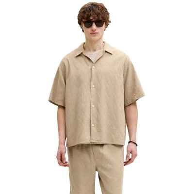 риза,с,къс,ръкав,дамски,ризи,мъжки,ризи,jack,&,jones,montauk,wavy,texture,short,sleeve,shirt,beige,(crockery)