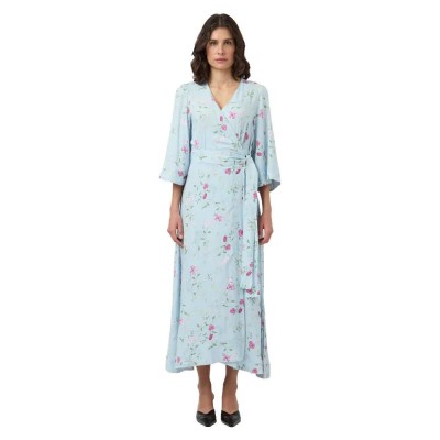 рокля,дамски,поли,и,рокли,yas,savanna,wrap,3,4,sleeve,long,dress,blue,(skyway,botalia)