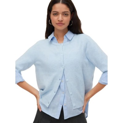 жилетка,мъжки,пуловери,дамски,пуловери,vero,moda,doffy,2,4,o,neck,button,knit,cardigan,blue,(cashmere,blue,melange)