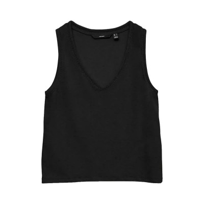тениска,мъжки,тениски,дамски,тениски,vero,moda,gina,lace,sleeveless,t,shirt,black,(black)