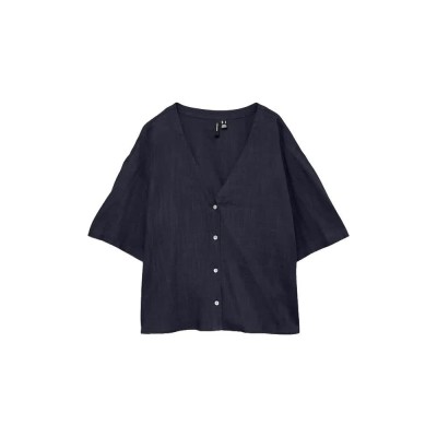 дамски,блузи,vero,moda,rosie,2,4,v,neck,short,sleeve,blouse,blue,(sky,captain)