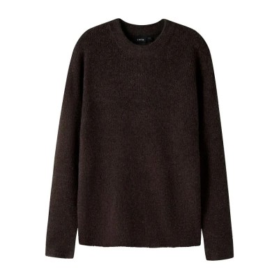 блуза,мъжки,пуловери,дамски,пуловери,name,it,kleave,o,neck,knit,sweater,brown,(chocolate,brown)