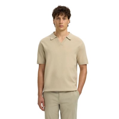 дамски,блузи,с,яка,мъжки,блузи,с,яка,selected,teller,knit,short,sleeve,polo,beige,(oatmeal)