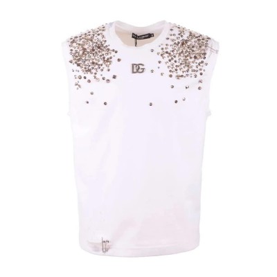 тениска,мъжки,тениски,дамски,тениски,dolce,&,gabbana,tacks,sleeveless,t,shirt,white,(white)