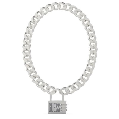 бижутерия,guess,lock,me,up,necklace,silver,(silver)