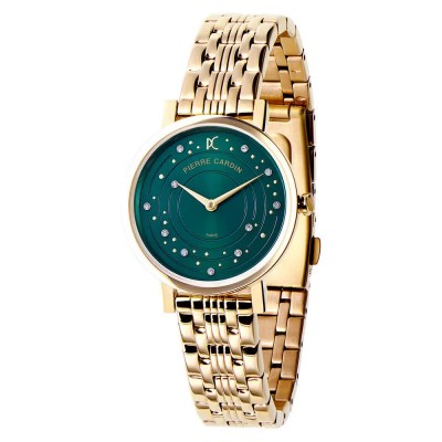 часовник,часовници,pierre,cardin,ccm.0552,32mm,3atm,quartz,analogical,woman,watch,golden,(golden,green,mineral)