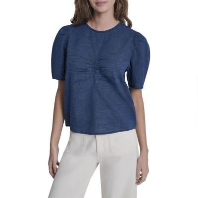 риза,с,къс,ръкав,дамски,ризи,мъжки,ризи,dkny,dw5900206,short,sleeve,shirt,blue,(indigo)