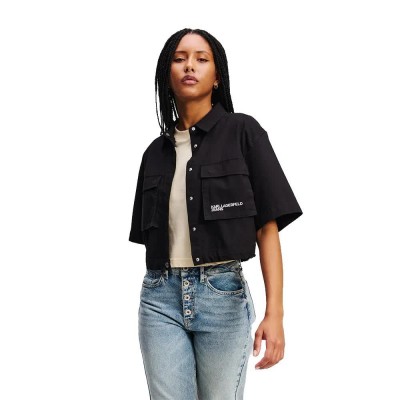 риза,с,къс,ръкав,дамски,ризи,мъжки,ризи,karl,lagerfeld,jeans,a2w11001,short,sleeve,shirt,black,(black)