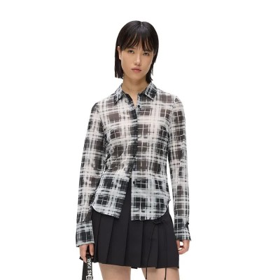карирана,риза,дамски,ризи,мъжки,ризи,karl,lagerfeld,jeans,b1w11033,long,sleeve,shirt,black,grey,(bleached,check,black)