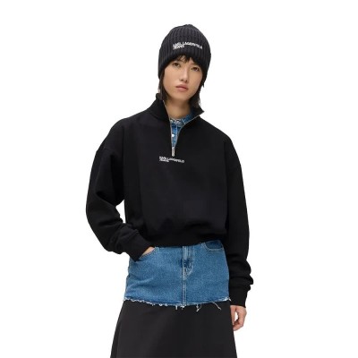блуза,дамски,блузи,karl,lagerfeld,jeans,b1w20069,half,zip,sweatshirt,black,(black)
