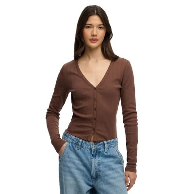 жилетка,мъжки,пуловери,дамски,пуловери,superdry,athletic,essential,pointelle,cardigan,brown,(chestnut,brown)