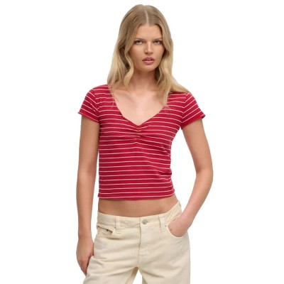 тениска,мъжки,тениски,дамски,тениски,superdry,athletic,essentials,gathered,pattern,short,sleeve,t,shirt,red,(red,stripe)