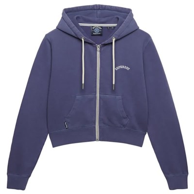 блуза,дамски,блузи,superdry,essential,logo,cropped,full,zip,sweatshirt,blue,(mariner,navy)