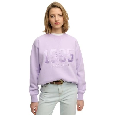 блуза,дамски,блузи,superdry,varsity,satin,applique,crew,sweatshirt,purple,(parma,violet,purple)