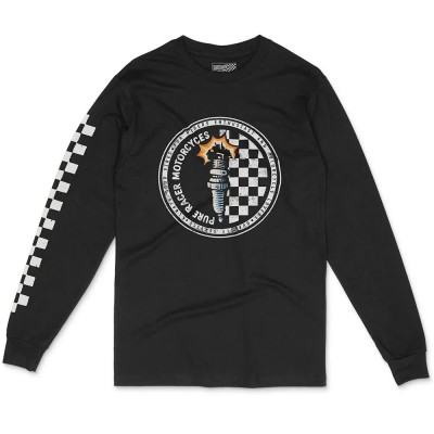 тениска,мъжки,тениски,дамски,тениски,pure,racer,circle,checkers,long,sleeve,t,shirt,black,(black)
