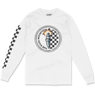 тениска,мъжки,тениски,дамски,тениски,pure,racer,circle,checkers,long,sleeve,t,shirt,white,(white)