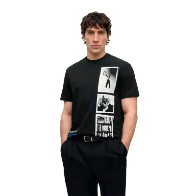 тениска,мъжки,тениски,дамски,тениски,karl,lagerfeld,jeans,polaroid,short,sleeve,t,shirt,black,(black)