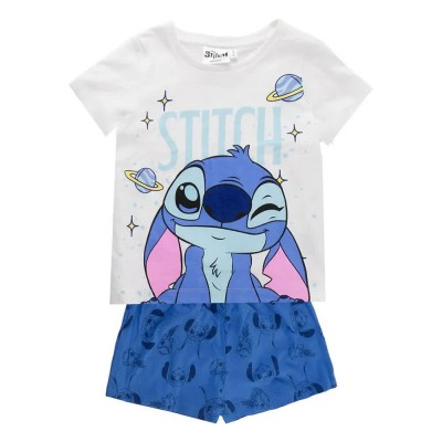 пижама,детски,пижами,cerdá,stitch,short,sleeve,pyjama,white,blue,(white)