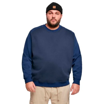 блуза,мъжки,пуловери,urban,classics,2,tone,fake,raglan,crew,sweatshirt,blue,(ocean,blue,dark,blue)