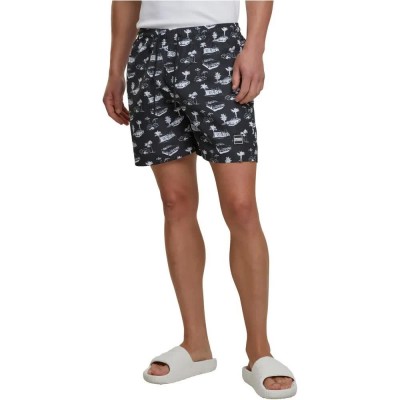 бански,гащета,мъжки,бански,костюми,urban,classics,pattern,swimming,shorts,black,(black,white)