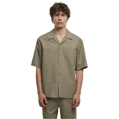 риза,с,къс,ръкав,дамски,ризи,мъжки,ризи,urban,classics,relaxed,seersucker,short,sleeve,shirt,green,(pale,olive)