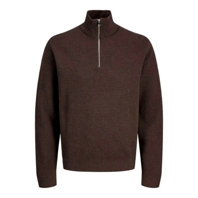 блуза,мъжки,пуловери,дамски,пуловери,jack,&,jones,milano,stitch,half,zip,sweater,brown,(delicioso,melange)