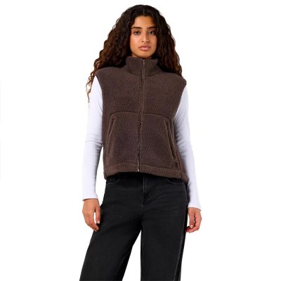 елек,дамски,жилетки,noisy,may,masey,short,teddy,vest,brown,(chocolate,brown)