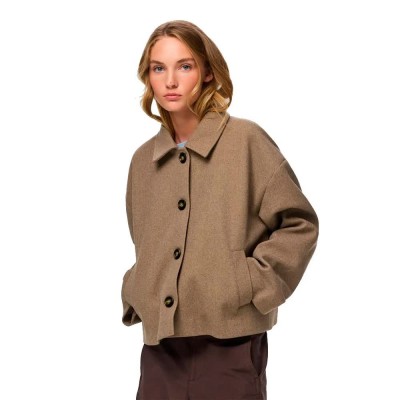 палто,мъжки,якета,pieces,aya,short,coat,brown,(greige,melange)
