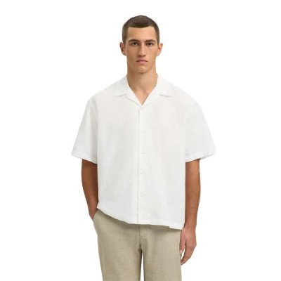 риза,с,къс,ръкав,дамски,ризи,мъжки,ризи,selected,casper,clay,linen,short,sleeve,shirt,white,(bright,white)