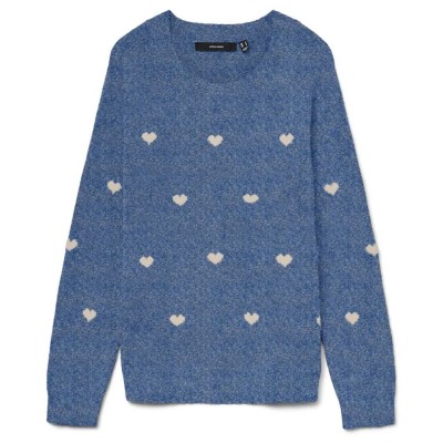 блуза,мъжки,пуловери,дамски,пуловери,vero,moda,doffy,intarsia,sweater,blue,(surf,the,web,birch,hearts)