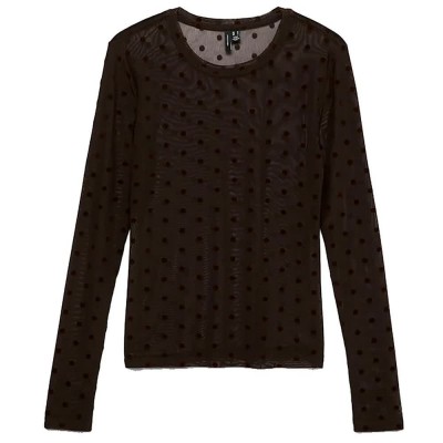 тениска,мъжки,тениски,дамски,тениски,vero,moda,lova,mesh,long,sleeve,t,shirt,black,(chocolate,torte,dot,flock)