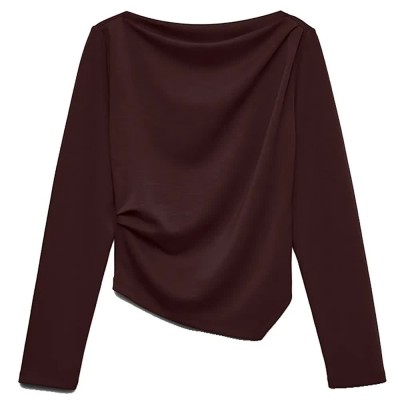 тениска,мъжки,тениски,дамски,тениски,vero,moda,mille,boatneck,long,sleeve,t,shirt,brown,(chocolate,torte)