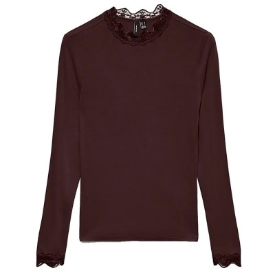 тениска,мъжки,тениски,дамски,тениски,vero,moda,rosa,long,sleeve,high,neck,t,shirt,brown,(chocolate,torte)