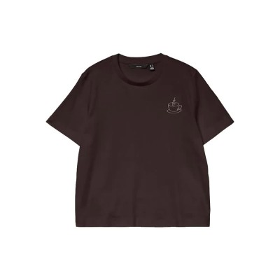 тениска,мъжки,тениски,дамски,тениски,vero,moda,sara,mette,short,sleeve,t,shirt,brown,(chocolate,torte,pumice,stone,coffee,cup)