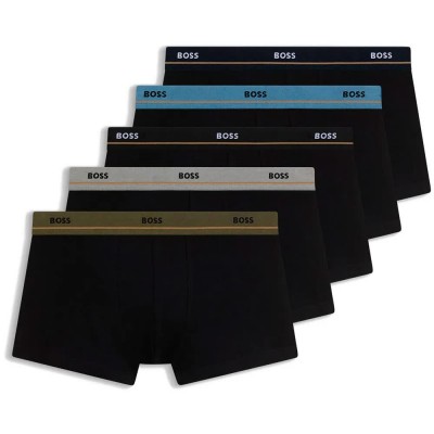 боксерки,мъжко,бельо,boss,essential,10267407,trunk,boxers,5,units,black,(black)