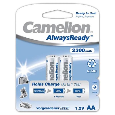 батерии,camelion,alwaysready,2300mah,alkaline,battery,2,units,clear,(silver,green)