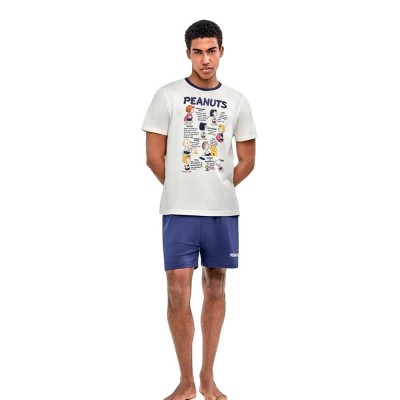 пижама,мъжки,пижами,gisela,printed,peanuts,short,sleeve,pyjama,beige,(ecru)