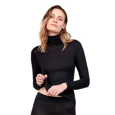 тениска,мъжки,тениски,дамски,тениски,gisela,thermal,long,sleeve,high,neck,t,shirt,black,(black)