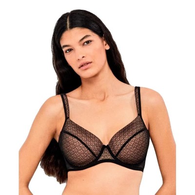 дамско,бельо,дамски,бикини,и,танкини,gisela,underwire,armpit,slimming,capacity,monogram,jacquard,bra,black,(black)