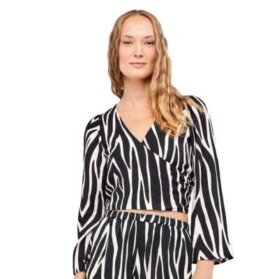 дамски,топове,gisela,zebra,print,3,4,sleeve,top,black,(printed)