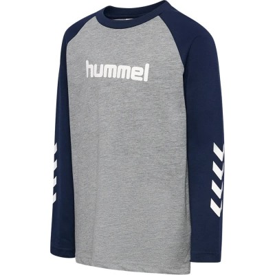 тениска,мъжки,тениски,дамски,тениски,hummel,logo,long,sleeve,t,shirt,grey,(grey,melange,dress,blue)