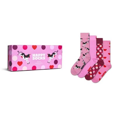 чорапи,мъжки,чорапи,дамски,чорапи,happy,socks,pink,gift,set,crew,socks,4,pairs,pink,(pink)