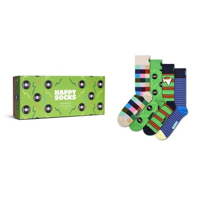 чорапи,мъжки,чорапи,дамски,чорапи,happy,socks,record,gift,set,crew,socks,4,pairs,multicolor,(white)