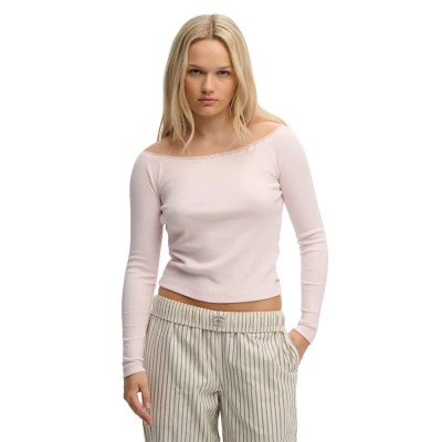 фланелка,с,дълъг,ръкав,дамски,топове,superdry,athletic,essential,lace,long,sleeve,top,pink,(candy,pink)