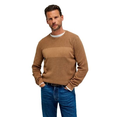 блуза,мъжки,пуловери,дамски,пуловери,salsa,jeans,waffle,regular,fit,sweater,brown,(brown)