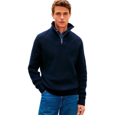 блуза,мъжки,пуловери,дамски,пуловери,tommy,hilfiger,fisherman,half,zip,sweater,blue,(dark,night,navy)