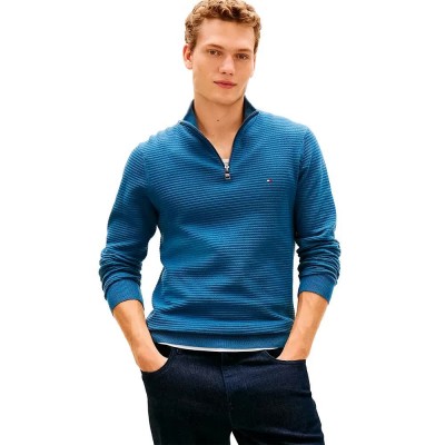 блуза,мъжки,пуловери,дамски,пуловери,tommy,hilfiger,seasonal,structure,half,zip,sweater,blue,(aegean,sea)