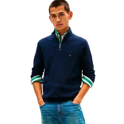 блуза,мъжки,пуловери,дамски,пуловери,tommy,hilfiger,seasonal,structure,half,zip,sweater,blue,(dark,night,navy)
