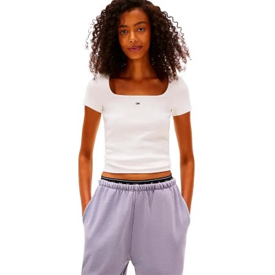 тениска,мъжки,тениски,дамски,тениски,tommy,jeans,dw0dw21837,short,sleeve,t,shirt,white,(ecru)