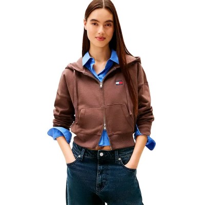 блуза,дамски,блузи,tommy,jeans,dw0dw21976,full,zip,sweatshirt,brown,(black,walnut)